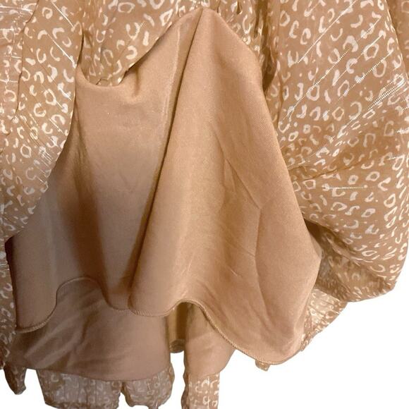 Michael Kors Metallic Gold Shimmer XXS Long Sleeve Mini Dress Party Ruffle Hem - Picture 15 of 16